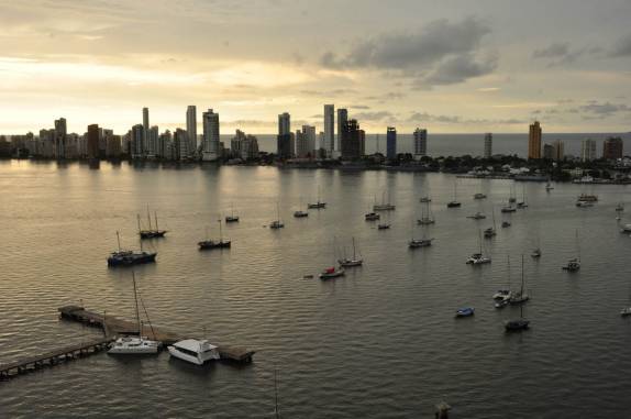 Baía de Cartagena, na Colômbia, vista do apartamento do Eligio, no bairro de Manga
